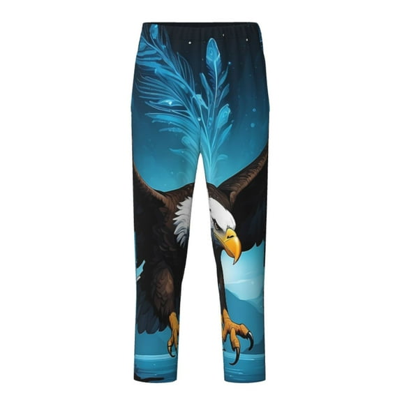 Xecao Night Sky Forest Bald Eagle Print Teenagers' Pajama Pants Long Sleep Pants Soft Elastic Waist Pajama Bottoms Elastic waist with 2 Pockets 5-16 Years-XS(5-6)