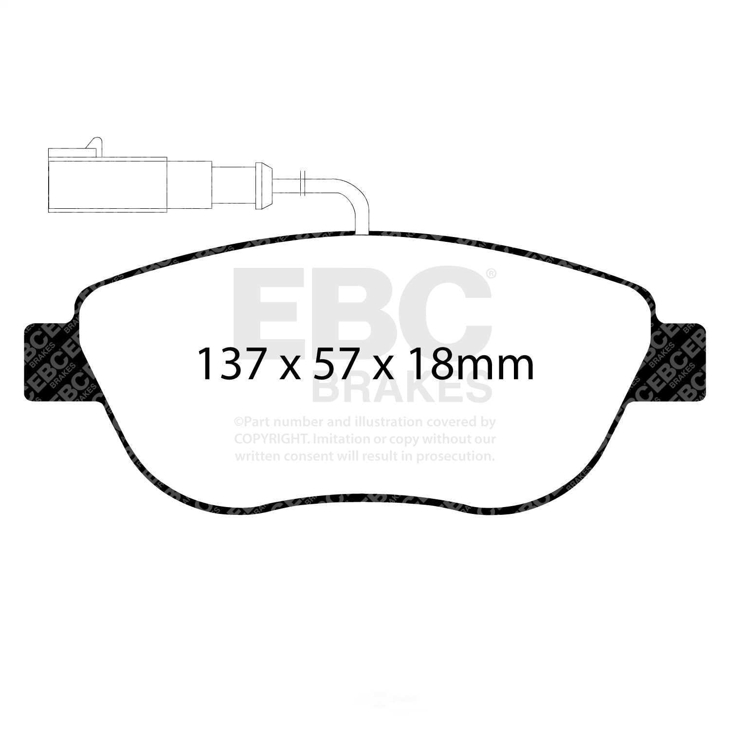 EBC Brakes DP21383 Greenstuff 2000 Series Sport Brake Pads, FMSI Pad No. D1618 Vented 284mm Dia