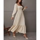thumbnail image 2 of Vestido Largo Con Cuello Cuadrado, Vestido Largo Con Dobladillo Con Volantes Y Temperamento De Color Puro Para Mujer Para Vacaciones ANGGREK Otros, 2 of 8