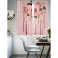 thumbnail image 4 of Pink Roses Romantic Sheer Curtains 72 Inch Length 2 Panels Set, Watercolor Botanical Floral Voile Window Treatment Rod Pocket Curtains Sheers Drapes for Bedroom/Living Room/Kitchen 52"x72"x2, 4 of 7