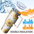 thumbnail image 5 of Sunflower 40oz Tumbler with Handle and Straw, Large Capacity Travel Cup for Hot & Cold Drinks, Double Walled Vacuum Insulated Cup, Butterfly Lover Birthday Gifts for Women Girls, Spring, 5 of 6