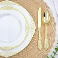 thumbnail image 3 of 350 PCS White and Gold Plastic Plates, Plastic Dinnerware Set for 50 Guests, 100 Disposable Plates, 150 Silverwares, 50 Cups, 50 Napkins for Party, Wedding, Graduation, 3 of 7