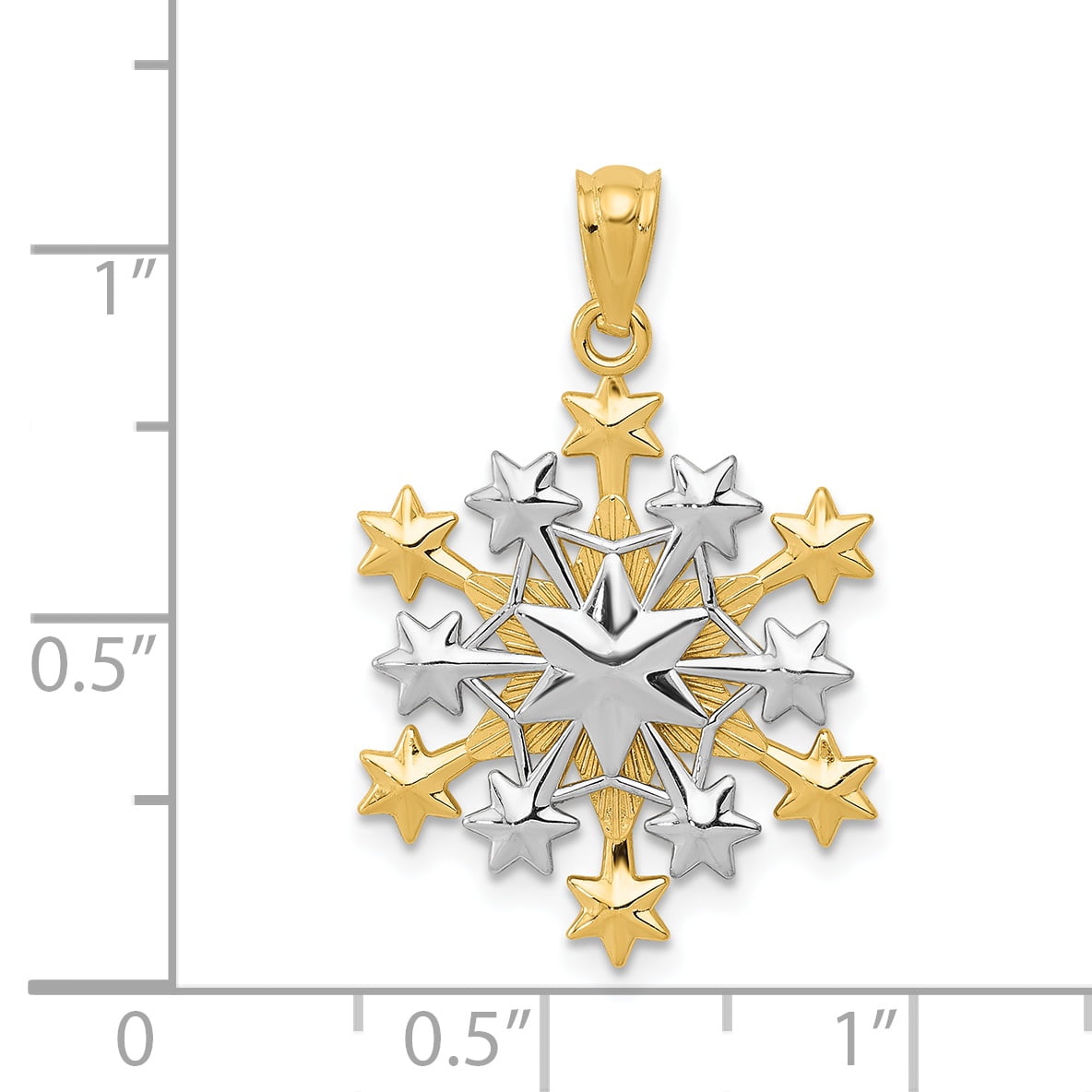 14k Two-tone Snowflake Pendant