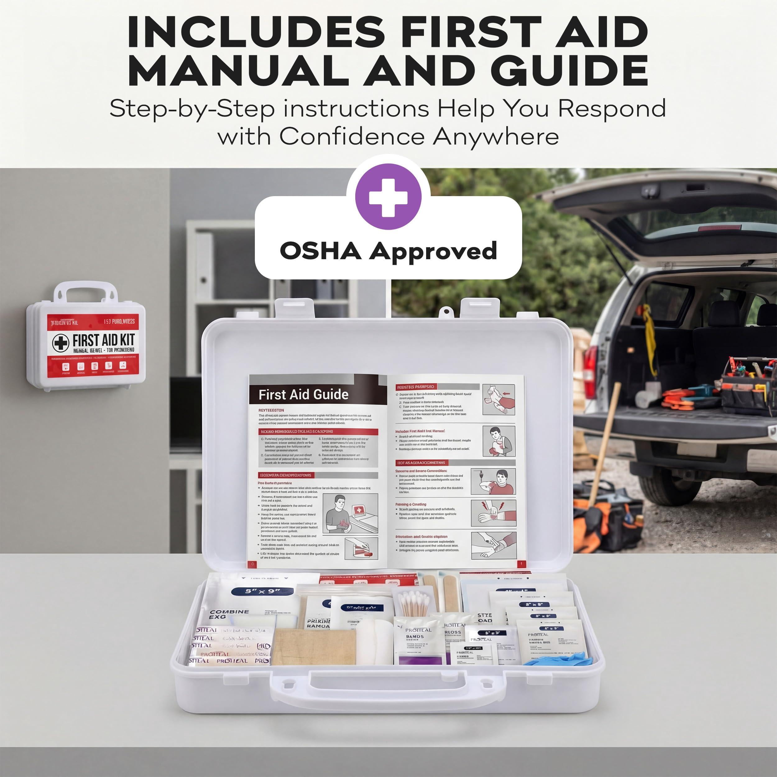 50 Person Osha Compliant First Aid Kit For Businesses  Construction Site - Type Iii Ansi Class A Emergency 197 Piece Supplies