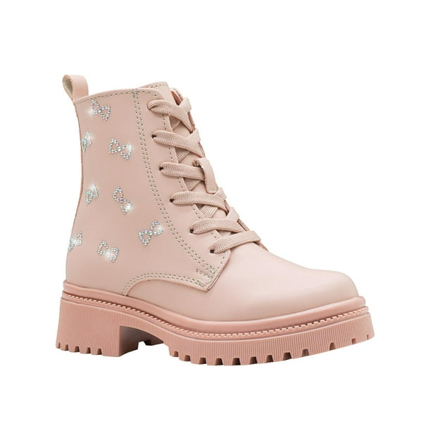 Botines Para Niña Color osa Con Moño Yuyin® Antiderrapante rosa 16