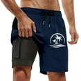 thumbnail image 1 of Men Workout Shorts Swim Trunks Compresssion Liner Inseam Board Shorts Bathing Suit With Pockets Mens Shorts Athletic Navy L, 1 of 4