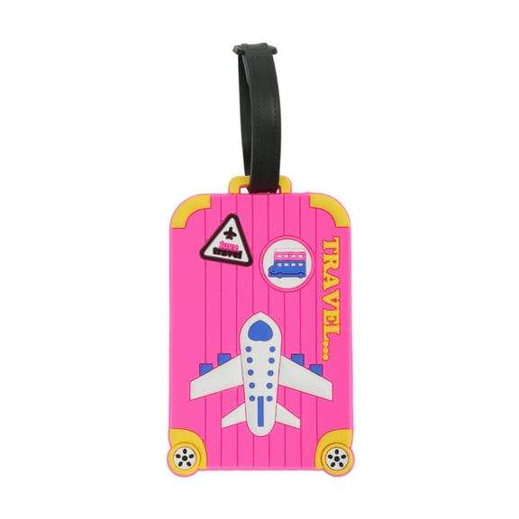 Unique Bargains 1 Pc Plane Luggage Tag for Travelling Rose Red Soft Rubber