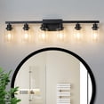 thumbnail image 3 of GCGAFUL 6-Light Matte Black Dimmable Bathroom Vanity Light Fixture with Clear Glass Shade, 3 of 9