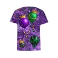 thumbnail image 4 of Ounisa 2025 Womens Short Sleeve Tops Mardi Gras Costumes Fashion Round Neck Color Printed Blouse, 4 of 5