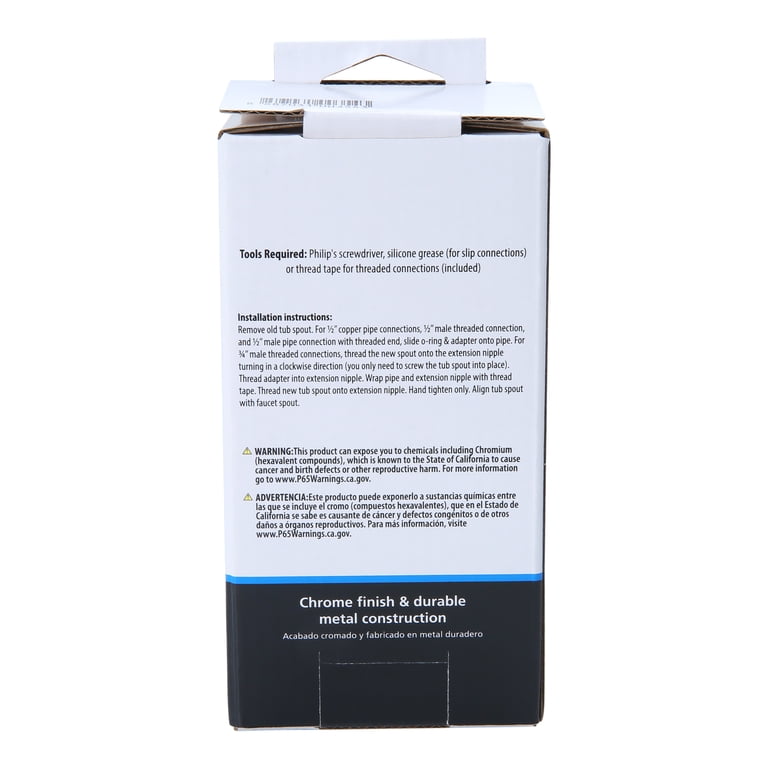 Mainstays Chrome Tub Spout, Wall-Mounted Low-Arc photo 8