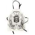 thumbnail image 1 of Asian Apron Traditional Japanese Samurai Mask Koi Fish Martial Arts Lifestyle Tokyo Typography, Unisex Kitchen Bib Apron with Adjustable Neck for Cooking Baking Gardening, Coconut Grey, by Ambesonne, 1 of 3