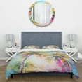 thumbnail image 4 of Designart "Pop Art Palm Trees III" Floral Bedding Covert Set - Palms & Palm Trees Multi-Color Traditional Bed Set With 2 Shams, 4 of 7