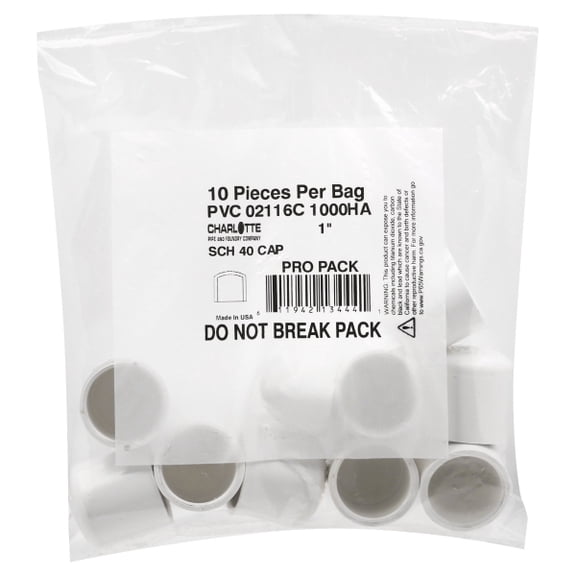 Charlotte Pipe Schedule 40 1 in. Slip PVC Cap 10 pk