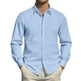 thumbnail image 6 of GrmtClth Men Dress Shirt Long Sleeve Regular Fit Button Up Shirt Classic Stretch Solid Casual Shirts Light Blue M, 6 of 7