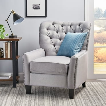 Modern Light Fabric Push Back Recliner, Grey