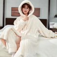 thumbnail image 4 of Conjuntos de pijama de lana de Coral para mujer, camisón largo, trajes de invierno, ropa de casa cálida, ropa de dormir con capucha, 4 of 5