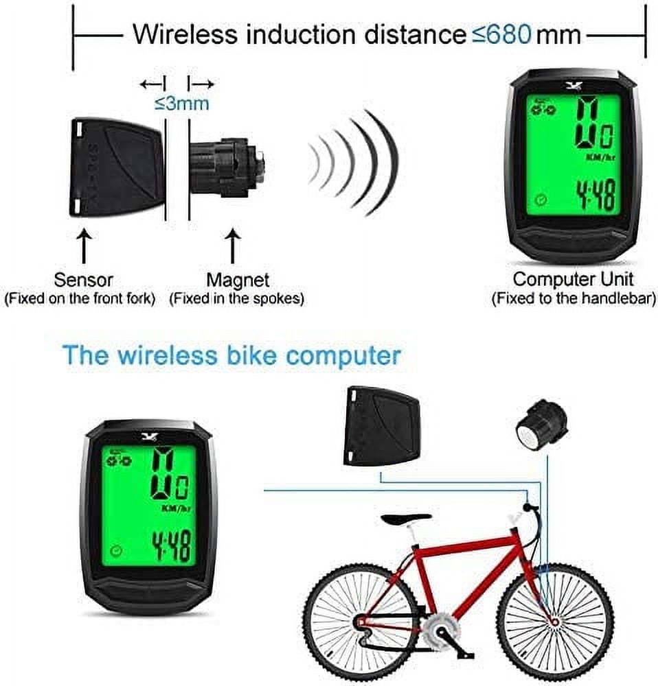 Wireless Bicycle Computer, Balippe Bicycle Speedometer, Cable Multifunction  with 20 Functions, IPX6 Waterproof, LCD, Speed Bicycle Speedometer,  Wireless, for All Bicycle Types : : Sports & Outdoors