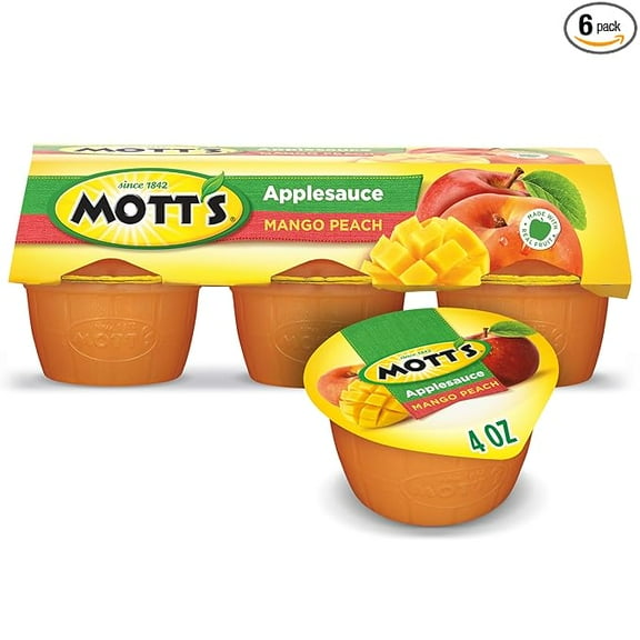 Pack of 2 Mott's Mango Peach Applesauce, 4 oz cups, 6 count