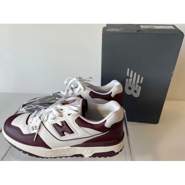NEW BALANCE 550 Basketball Sneaker Shoes 10.5 MENS White Burgundy BB550BZ1 NIB