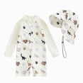 thumbnail image 1 of Gubotare Baby Swimsuit Boy Toddler Baby Boy Swimsuit Rash Guard Fish Golf Pattern Snap Button Long Sleeve Swimwear with Swim Cap 2T 3T (White,2-3 Years), 1 of 8