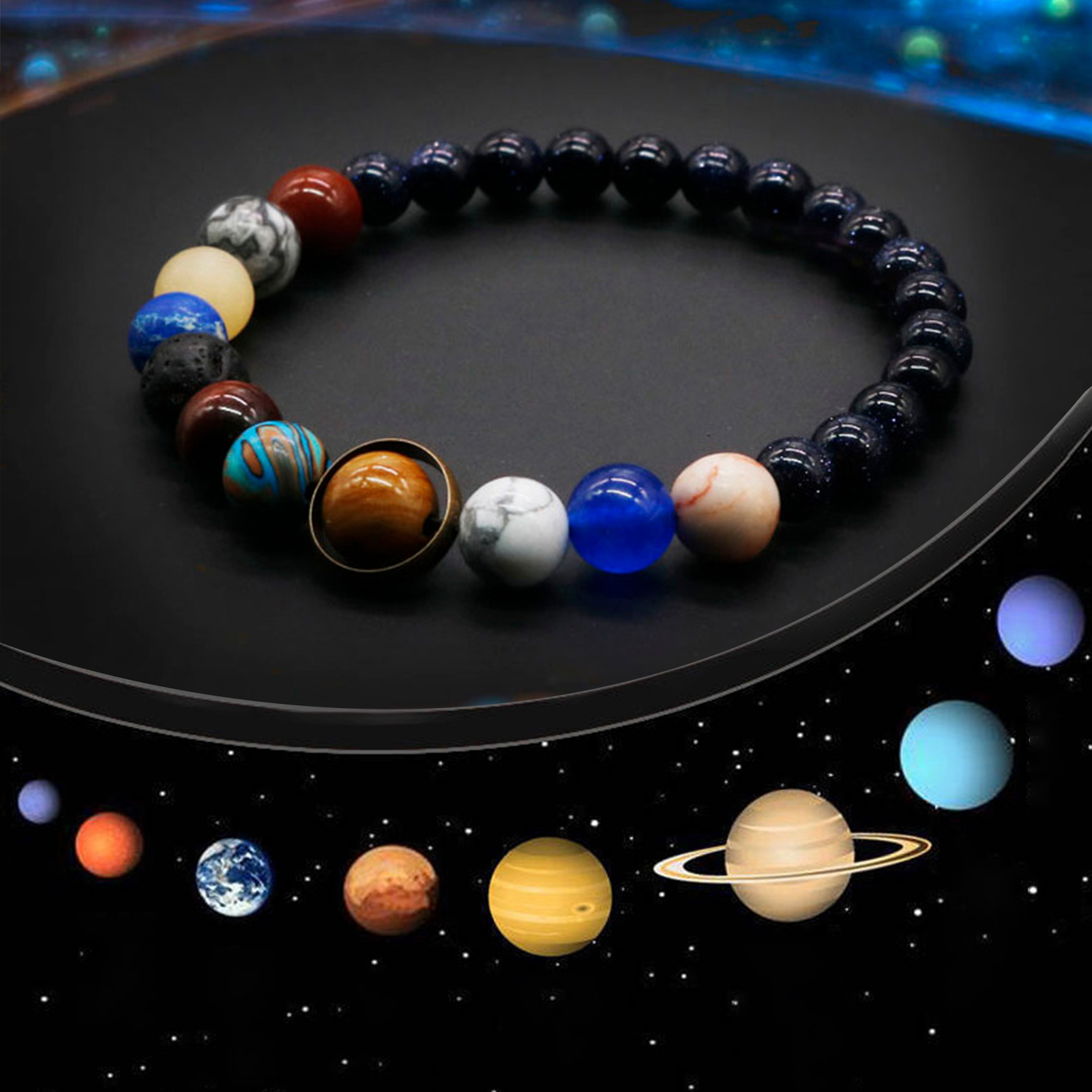 Mightlink Planet Bracelet Beaded Eight Planets Faux Volcanic Stone Colorful  Geometric Best Friends Gift Men Women Universe Solar System Beads Bracelet  Jewelry for Daily Life 