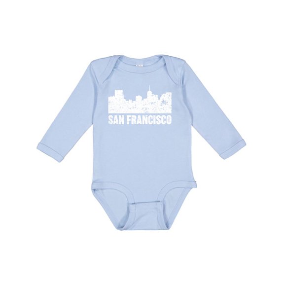 Inktastic San Francisco Skyline with Grunge Boys or Girls Long Sleeve Baby Bodysuit