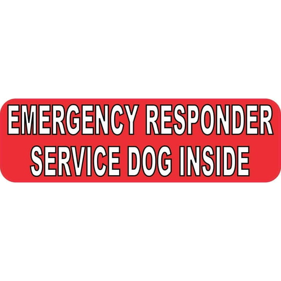 10in x 3in Emergency Service Dog Inside Vinyl Bumper Sticker Car Window Decal