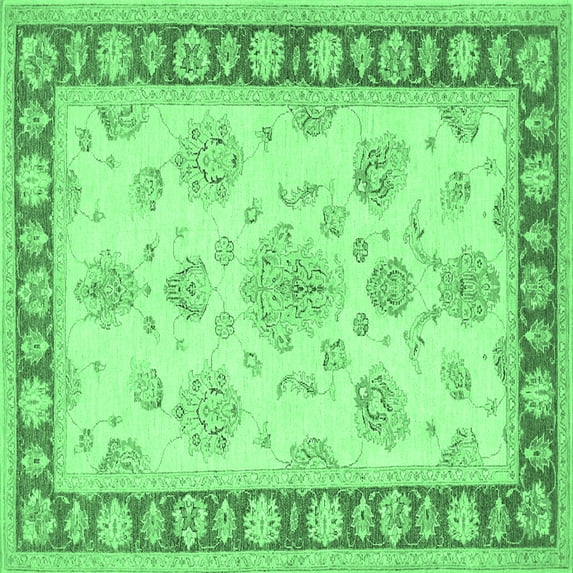 Ahgly Company Indoor Square Oriental Emerald Green Traditional Area Rugs, 4' Square