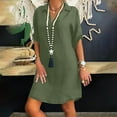 thumbnail image 2 of Womens 3/4 Sleeve Dresses Plus Size T Shirt V Neck Casual Summer Solid Color Tunic Tops, 2 of 5