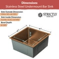 thumbnail image 3 of Strictly Sinks Undermount Copper Kitchen Sink – 18 Inch Single Bowl Bar Prep Sink 16 Gauge Stainless Steel, 3 of 9