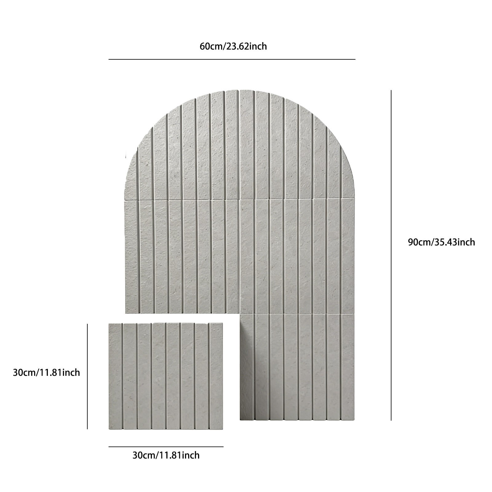 Updated Large Felt Bulletin Board, 35.43x23.62in Cork Board Alternative, 6 Customizable Adhesive Tiles, Perfect to Display Your Photos, Arched White