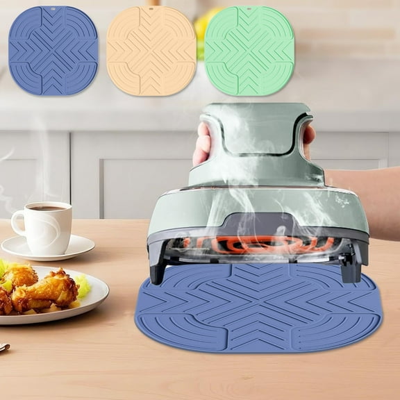 Multifunctional Silicone Mat, Thickened Heat Insulation, for Air Fryer Cooking, Pot Lid Cover, General Kitchen Use, Green, by FAJHHA