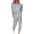 thumbnail image 1 of Pisexur Ensembles Deux Pièces pour Femmes Automne Tendance Imprimé Étoile Chandails en Molleton Col Rond Pantalons Jogger Survêtements Femmes Tenue Décontractée Surdimensionnée Tenues de Voyage Vacances pour Femmes, 1 of 4