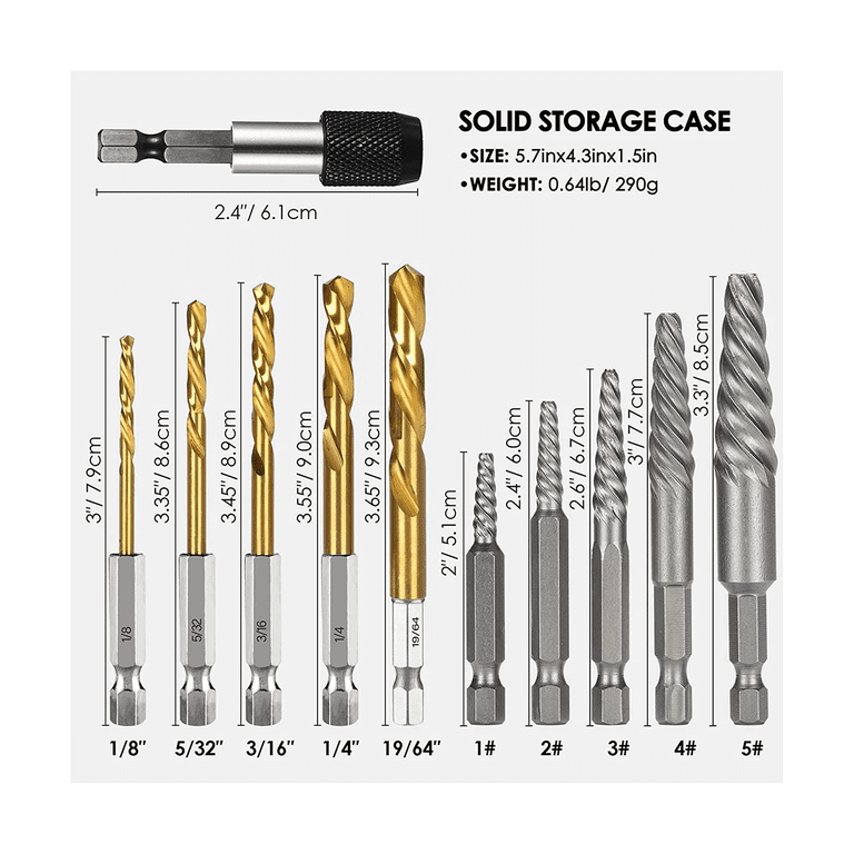 Stripped Bolt Extractor 11 Pcs Screw Extractor Set - Easy Out Broken ...