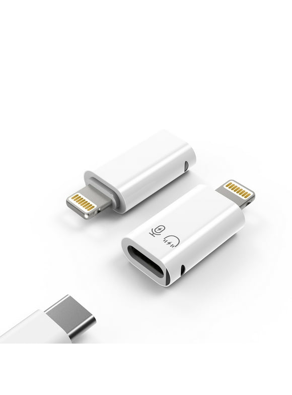 Elegant Choise 2 Pack USB C Female to Lightning Male Adapter 30W PD Fast Charging for iPhone, White