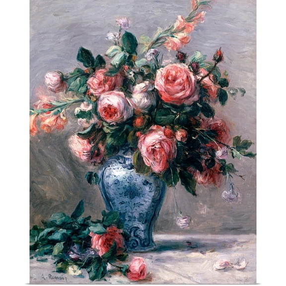 Great BIG Canvas | Rolled Pierre Auguste (1841-1919) Renoir Poster Print entitled Vase of Roses