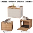 thumbnail image 3 of Hidden Cat Litter Box Enclosure Furniture, Handwoven Rattan Cats Litter Box Cabinet with Mat, Large Indoor Cat House with Fence, Cats Washroom Furniture for Living Room Apartment, 3 of 8