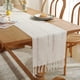thumbnail image 4 of Camino de mesa bordado con borlas hechas a mano, materiales de alta calidad y lavable a máquina, diseño bohemio para decoración de comedor y sala de estar, beige, 13" de ancho x 120" de largo (borlas, 4 of 5