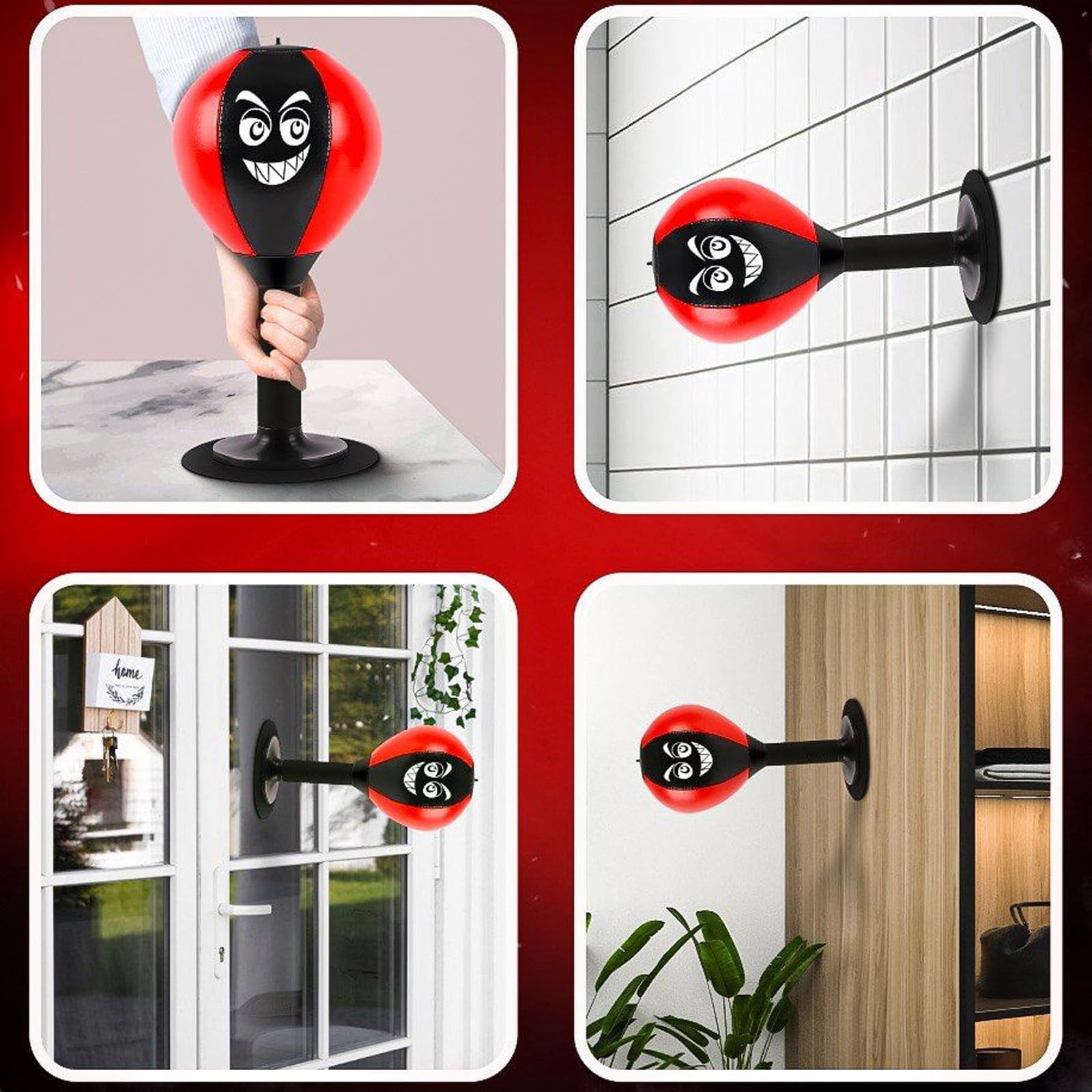 Desktop Punching Bag Suction Cup Punch Ball for Office Desk Glass Tile Heavy Duty Stress Relief Boxing Ball with Pump for Adults