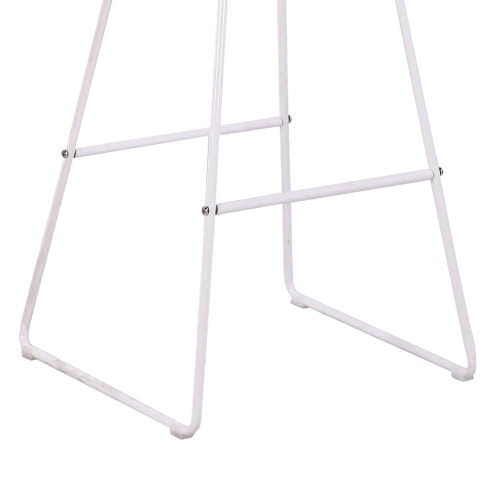 Set of 2 Modern Nordic Industrial Counter Height Bar Stools, 29.5" Seat Height, Curved Hollow Metal Backrest, Padded Faux Leather Seat, Heavy-Duty Sled Base, White