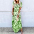 thumbnail image 2 of Robes Maxi d'Été pour Femmes Manches Courtes Col Rond Décontracté Coupe Ample Longue Robe de Plage T-Shirts Robe avec Poches, 2 of 5