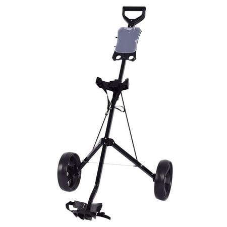 Folding 2 Wheels Push Pull Golf Cart Trolley w/ (Best Folding Golf Trolley)