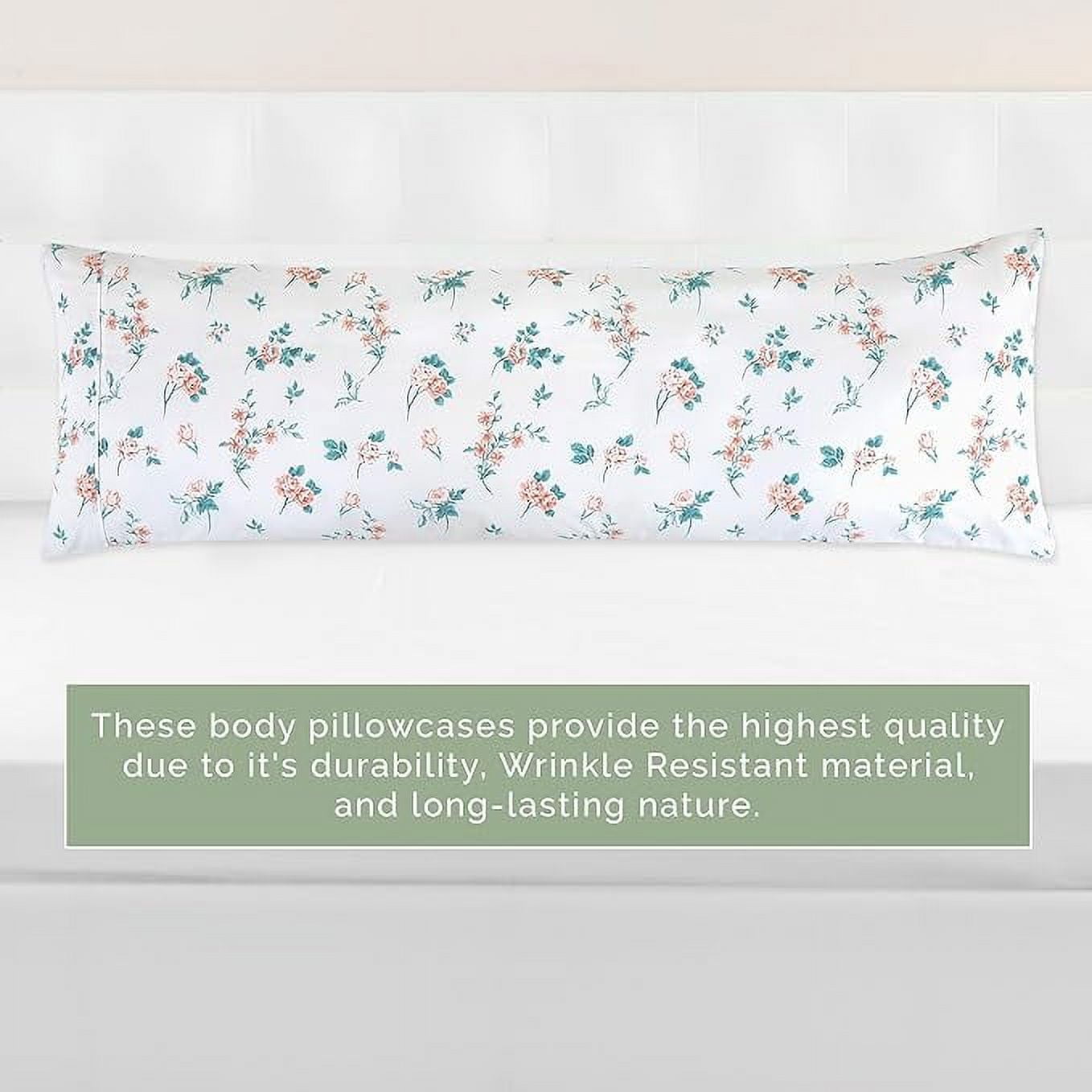Elegant Comfort Floral Print Body Pillowcase, 1500 Series Hotel Quality Microfiber, Soft and Smooth with Hidden Zipper Closure, Body Pillowcase, Pink Celia