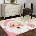 thumbnail image 5 of Pink Santa Christmas Area Rug 3x5 Washable Rug Non Slip Xmas Snowflake Winter Rustic Large Area Rug Indoor Floor Carpet for Entryway Bedroom Kitchen Living Room Home Office Dining Room Nursery, 5 of 8