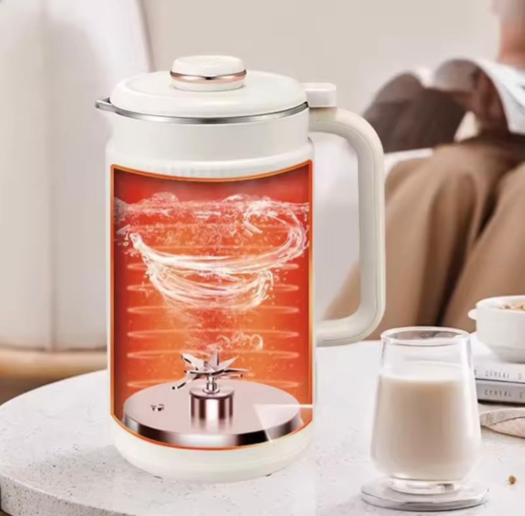 Koudindg Automatic Electric Soybean Milk Machine, 1200ML Intelligent Food Blender, Filter-free Milk Maker, Rice Paste Maker with Kettle