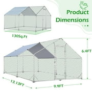 YODOLLA Chicken Coop Run Chicken Playpen 130 Sq.Ft Large Walk-in Metal Chicken Cage with Chain Link Fence