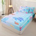 thumbnail image 2 of Homewish Cute Sea Turtle Zipper Full Size Comforter Sets with Fitted Sheet and 2 Pillowcases, Cartoon Coral Zipper Bedding Set, Pink Blue, Pink Reversible, 4pcs, 2 of 6