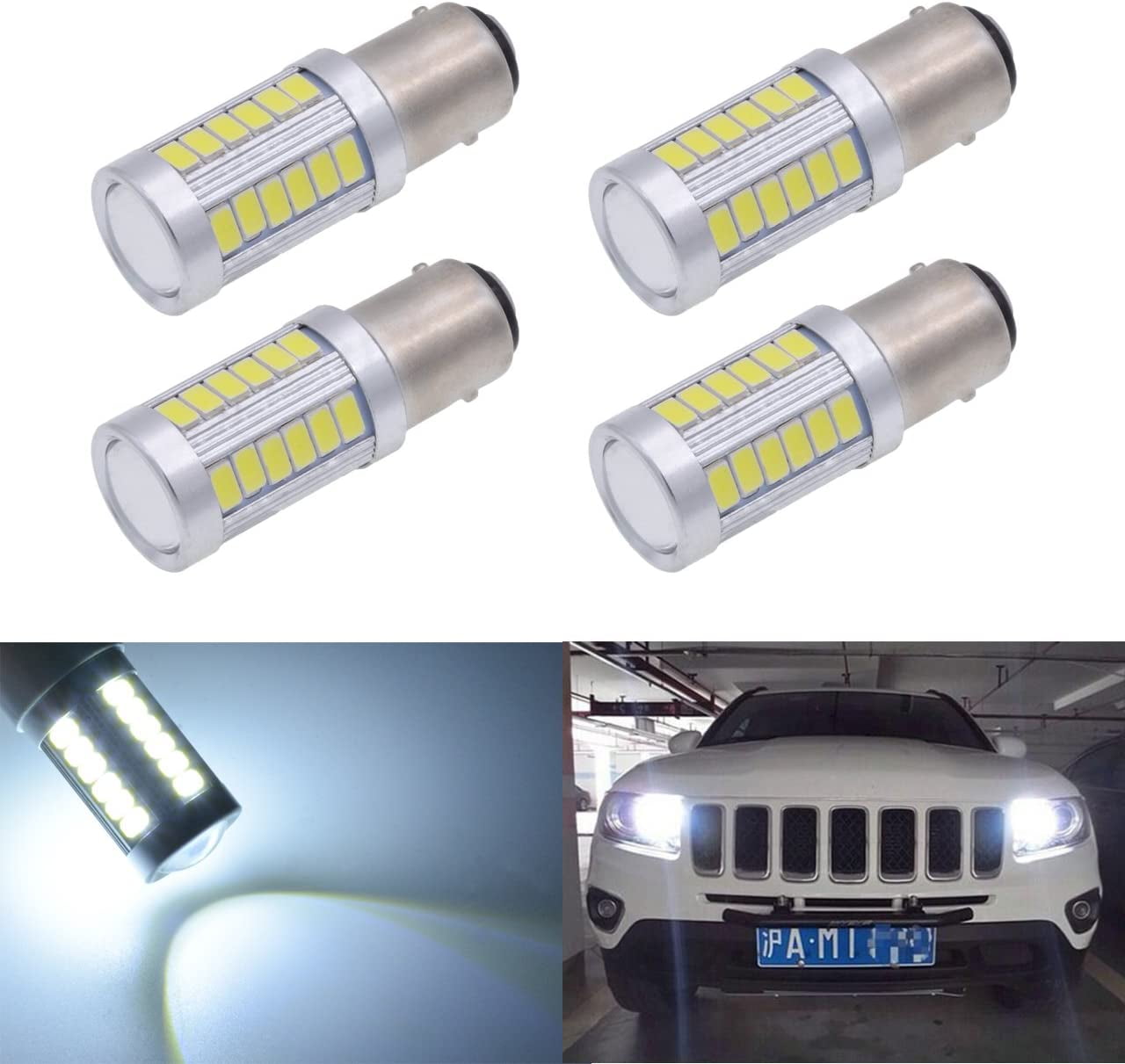 KATUR 1157 BAY15D 1016 1034 7528 Lampadina a LED 3014 54 Chipset 650 Lumens per Segnale di Direzione Back Up Reverse Brake Tail Stop Parcheggio RV Lights, Brilliant Red (Pack of 4