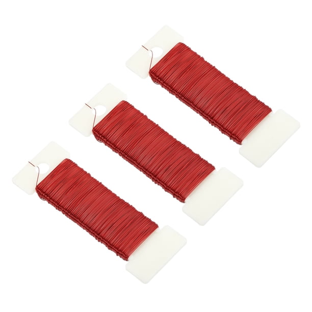 Alambre floral metálico rojo flexible de 114 yardas/345 pies Uxcell, alambres florales delgados para manualidades