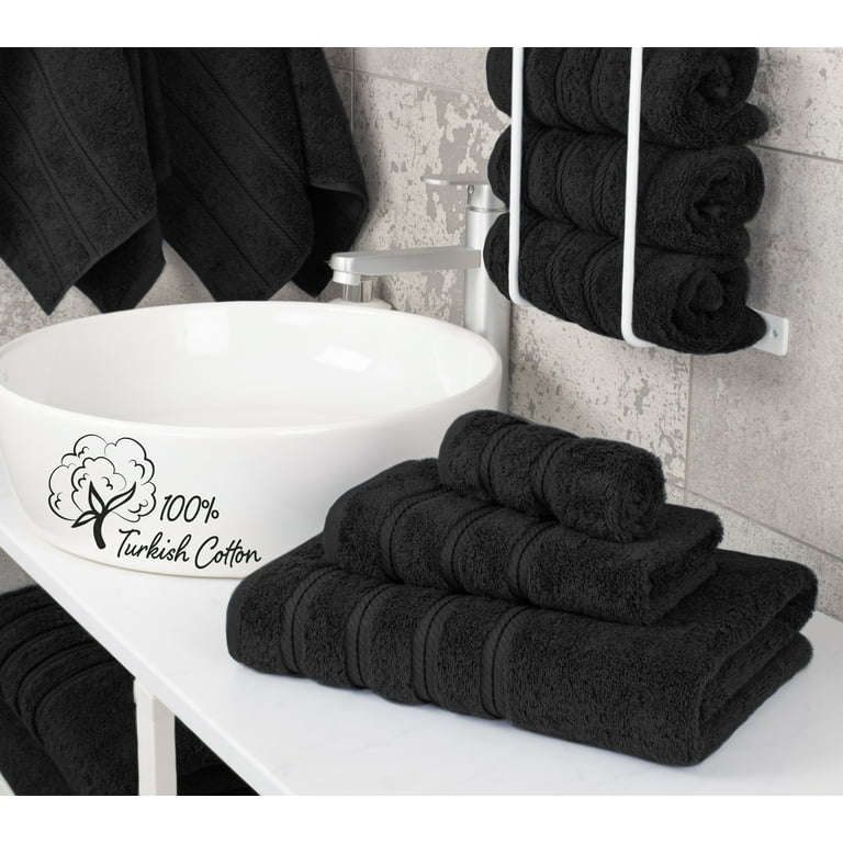American Soft Linen 100% Turkish Cotton 6 Piece Towel Set - Black